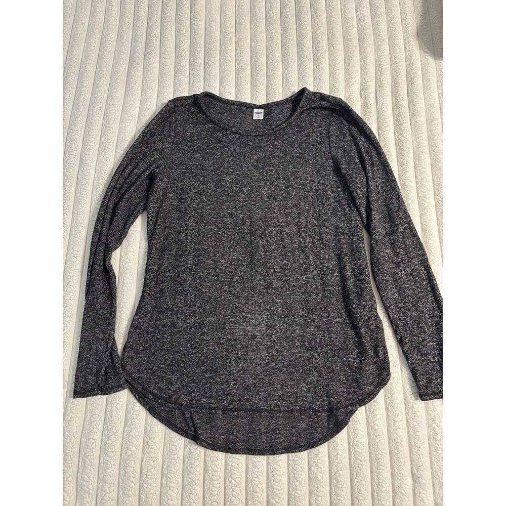 Old Navy long sleeve heathered speckled t shirt womens small gray soft cozy fall